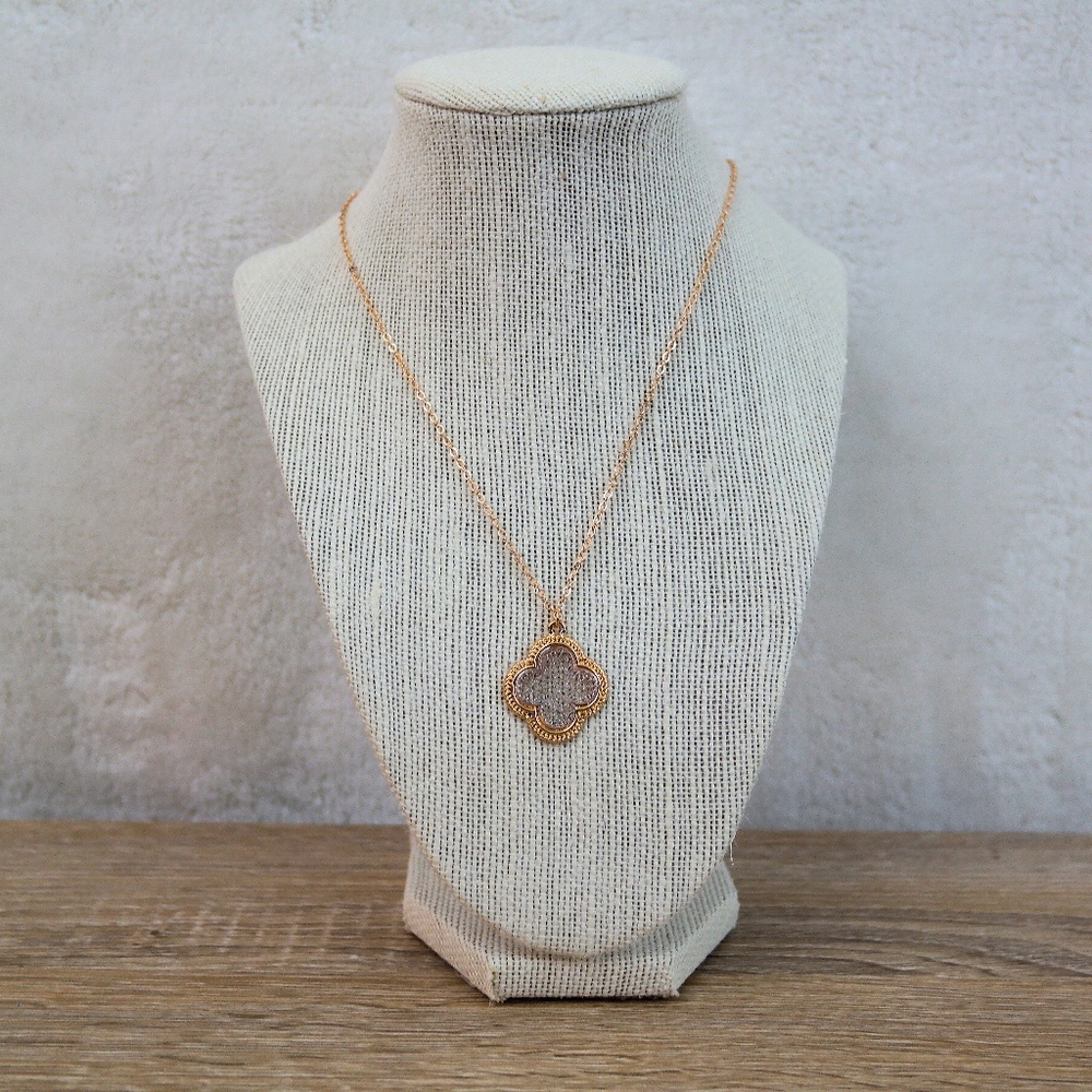 3/$15 • Clover Quatrefoil Pendant Necklace - Picture 2 of 4